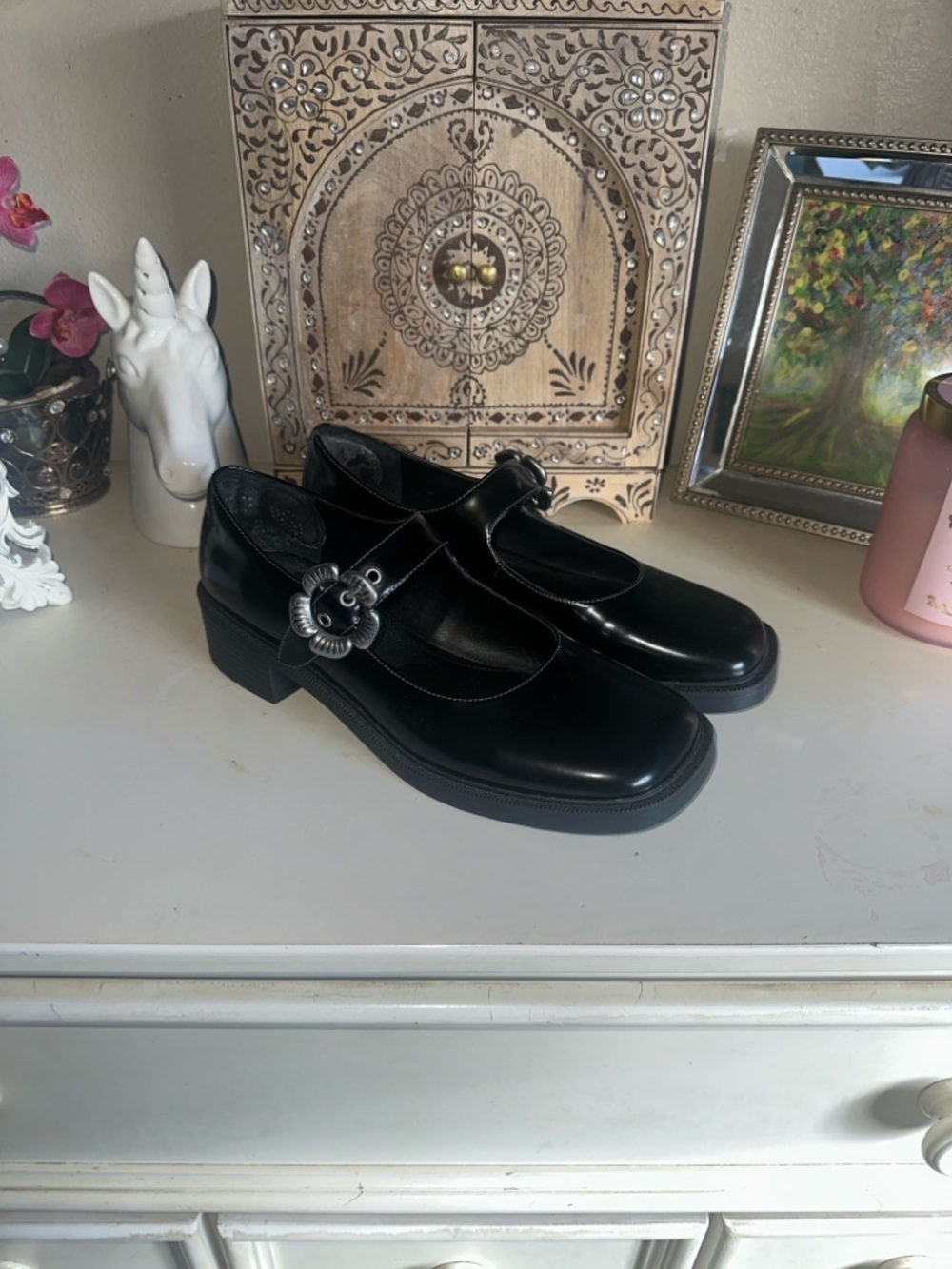 COACH Tea Rose 🌹 Leather Mary Janes SZ 10 - Picture 3 of 6
